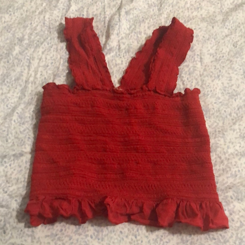 Ecote smocked y-back cropped tank